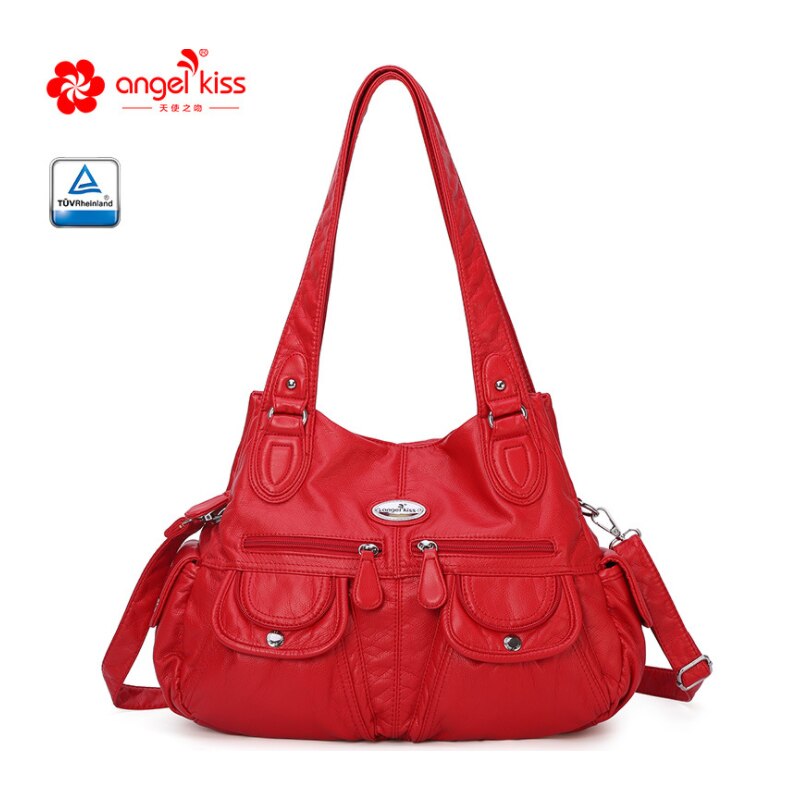 RURU monkey Bag For Women Women's PU Material Solid Color Multi-pocket Large Capacity Ladies Shoulder Bag