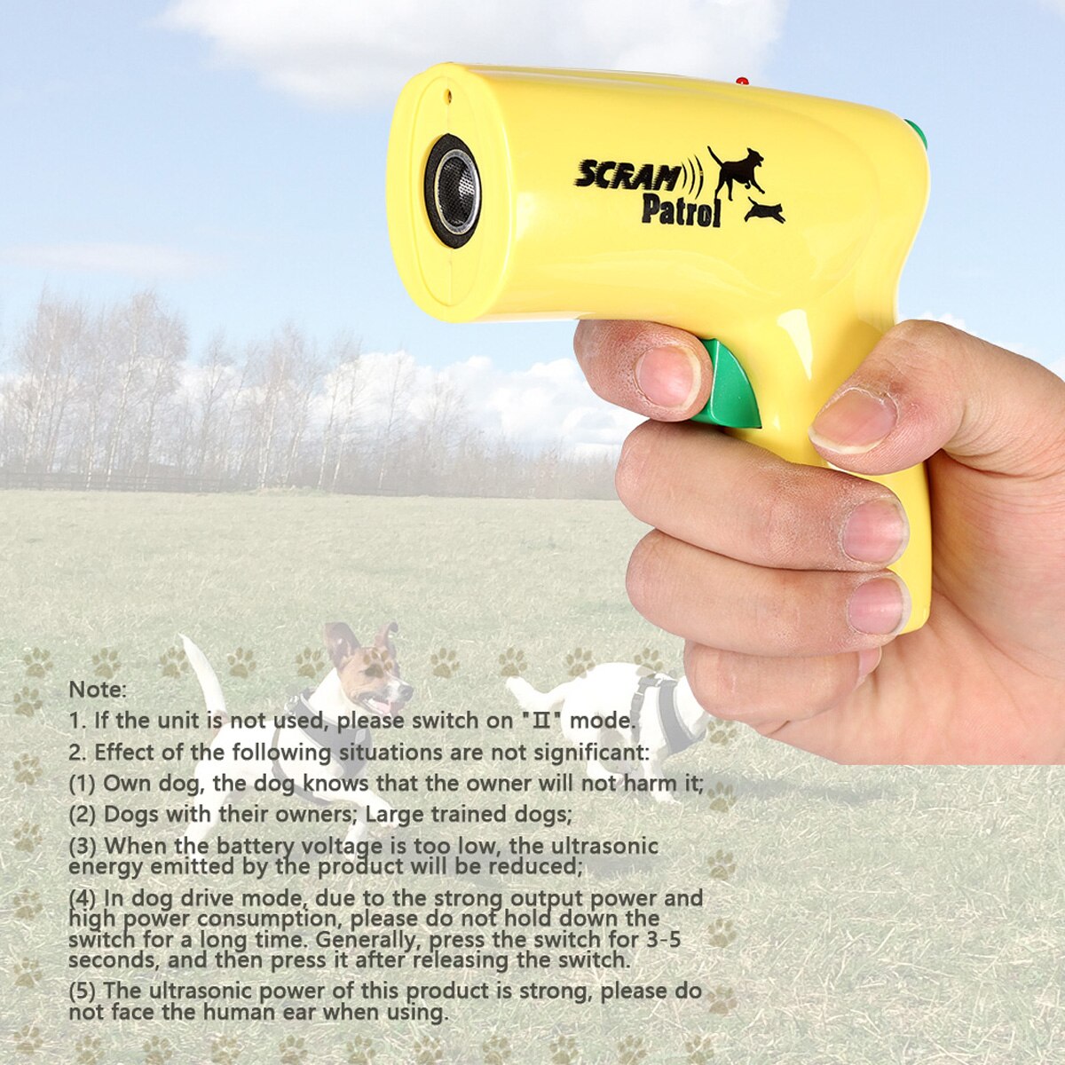 Ultrasonic Dog Cat Repeller ABS Plastic casing Electronic Repeller Effective range of 5-6ft for outdoor operation field trip