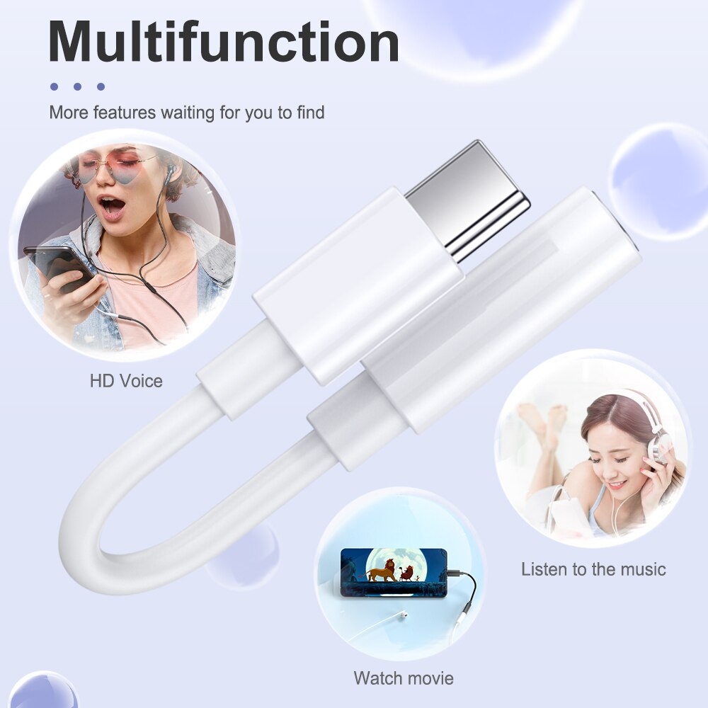 Usb type c  to 3.5mm aux adapter type -c 3 5 jack lydkabel original for samsung galaxy  s21 ultra  s20 note 20 plus xiaomi  mi 9 8