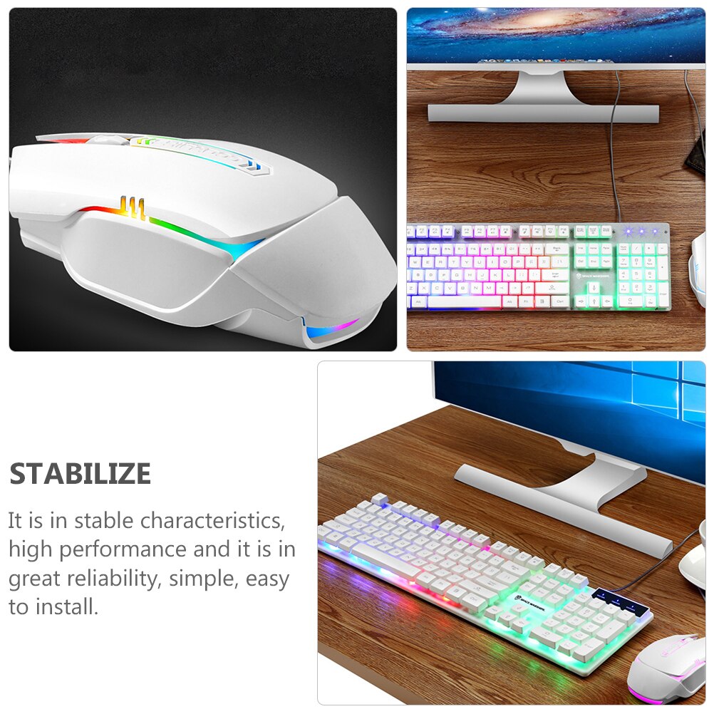 1 Set USB Wired Keyboard and Colorful Backlit Home Office Gaming Supply
