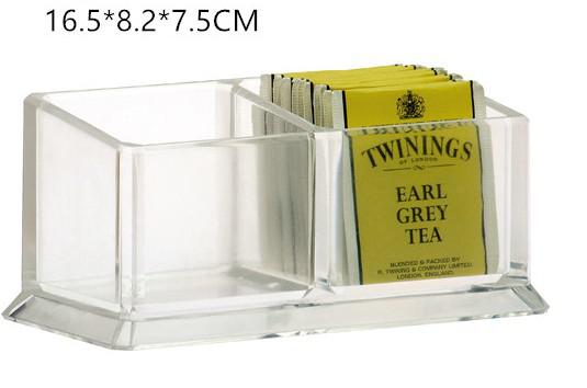 2 rom klar akryl teposer holder kaffe sukker pose bokser akryl oppbevaringsboks: En