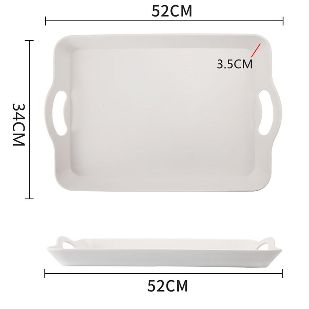 Basket Tray Dish Plastic Storage Baskets with Handles, Office Basket Tray Plate: White52x34cm