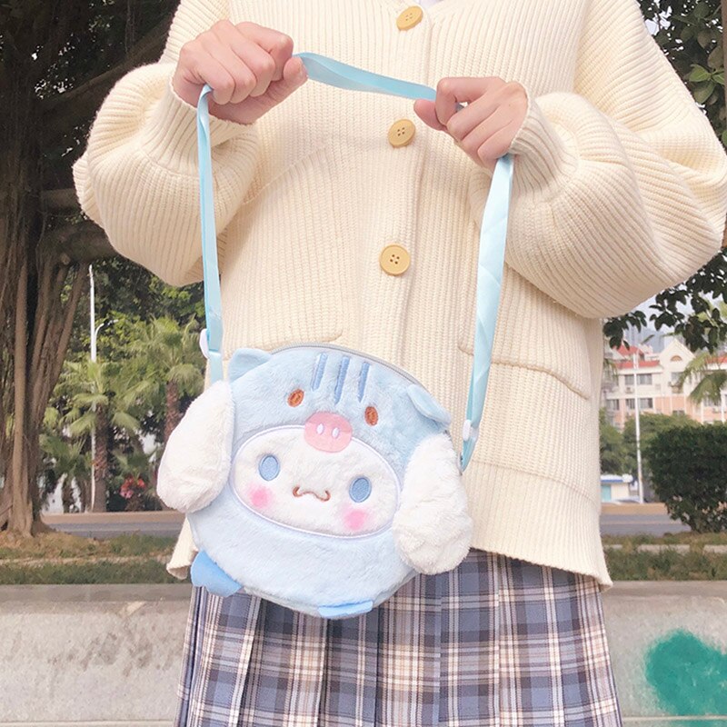 Joli sac en peluche japonais cannelle pour bébé, sac en peluche, doux et mignon, sac à bandoulière Kawaii pour chiens, pour filles