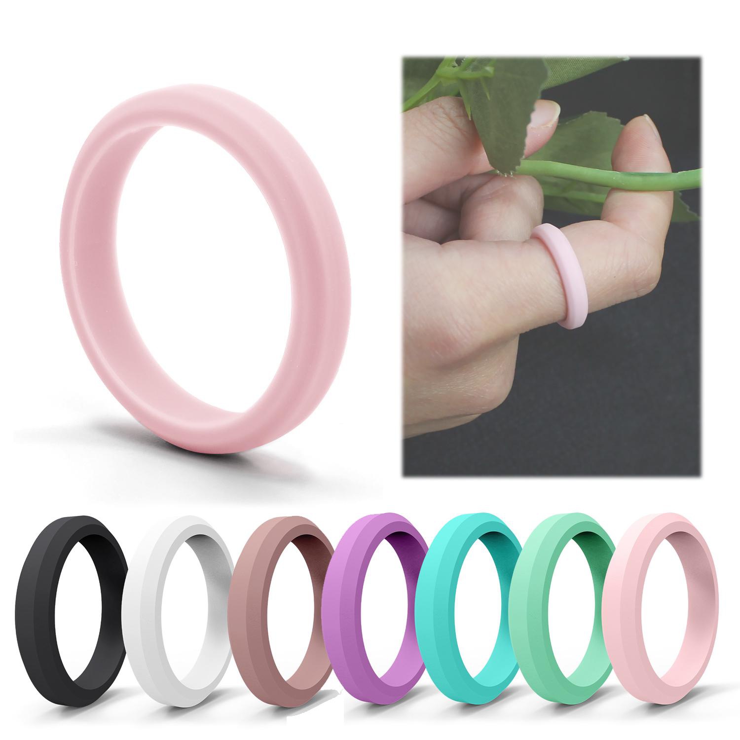 Anillo deportivo de silicona hipotenusa para mujer, 7 colores, bandas de goma para boda, anillos flexibles hipoalergénicos, 1 ud.