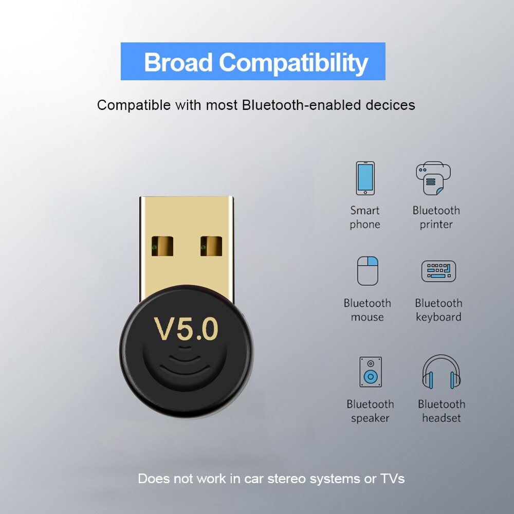 Kebidumei Bluetooth Adapter USB Dongle Voor Computer PC Wireless USB Bluetooth Zender 5.0 Muziek Bluetooth Ontvanger Adapter