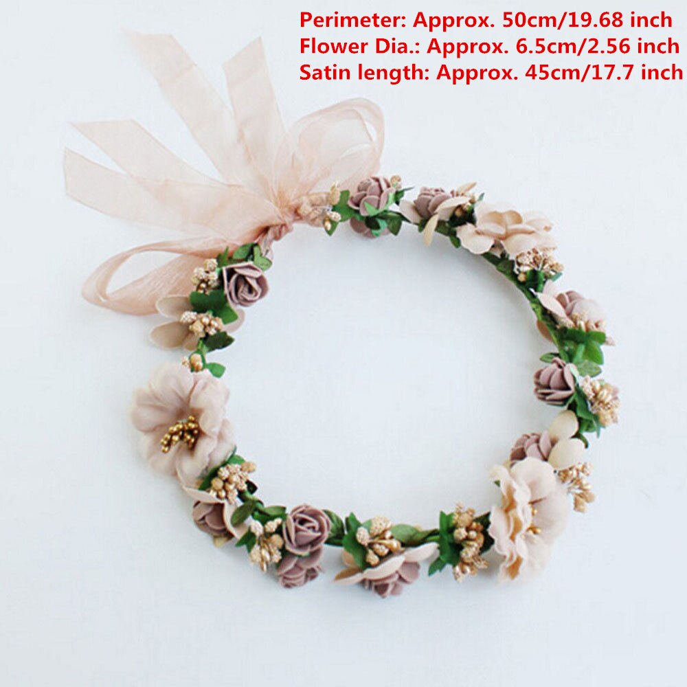 Girls Princess Crown Headband Tulle Bridal Veils Garland Wedding Party Wreath Children Hair band Solid Color Beaded Tassel: 8