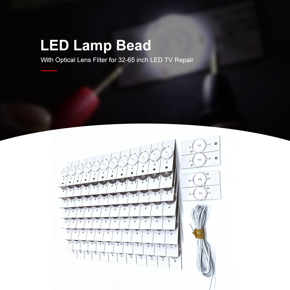 100Pcs 3V SMD Lamp Beads with Optical Lens Fliter Optical Lens Backlight Bead 3V Lens for 32-65 inch LED TV Repair