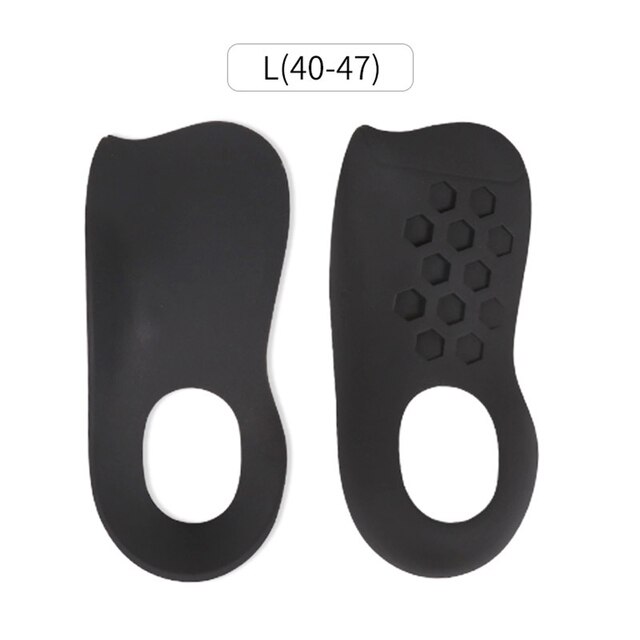 1Pair Flat Foot Orthopedic Insole Plantar Fascia Arch Support Collapse Orthosis Foot protection Outdoor Tool: Black-L