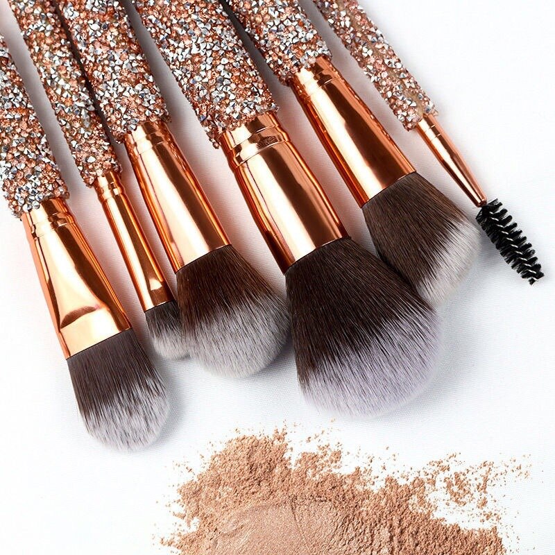 Miyaup Stijl Diamond Handvat Rose Gold Beentje Cosmetica Borstel Set Zachtste Synthetische Make-Up Kwasten