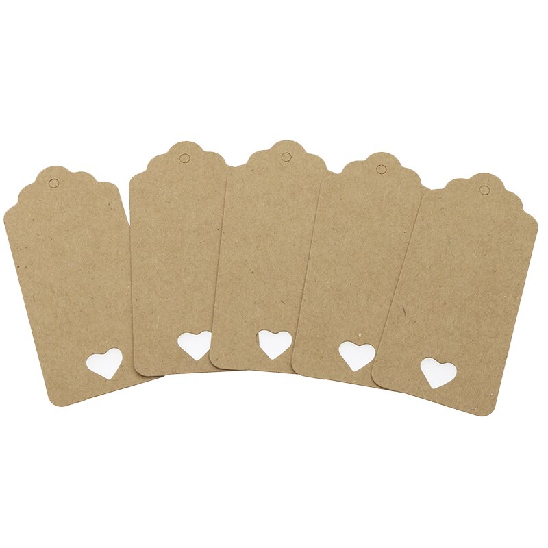 100 pcs Hollow Liefde Rechthoekige Kraft Papier Tag Kaart Kleding Hanger DIY Bericht Card Party Wedding Bag Label