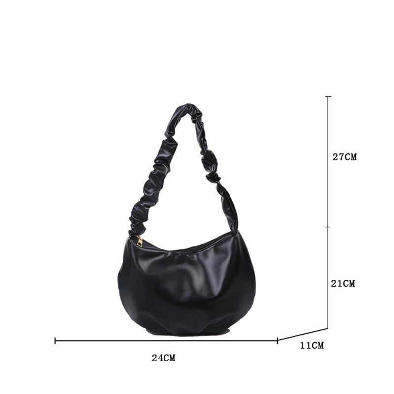 Bolsa nube plisada para mujer, bolso de hombro de cuero de PU, informal, para la axila, bolso pequeño, bolsa de la compra para mujer, bolso