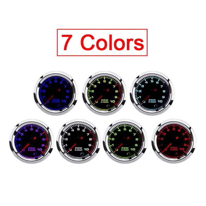 Tacómetro Universal de 7 colores, medidor con rango de medición de 0-10000RPM, 52mm/2 pulgadas