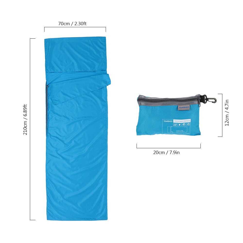 TOMSHOO-saco de dormir para viaje al aire libre, forro de 70x210CM, para acampar, senderismo, saludable, con funda de almohada, portátil, ligero, viaje de negocios