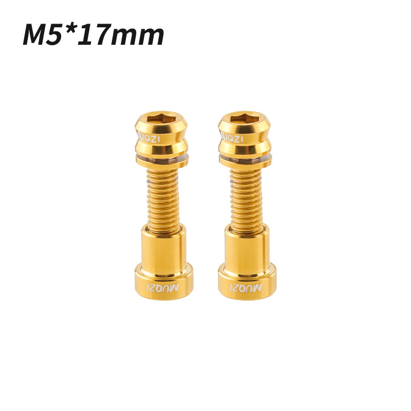 MUQZI 2 Stück Titanschraube M5 x 17 mm M5 x 19 mm Fahrradmutter Titanlegierung Vorbauschrauben MTB Rennrad Faltrad Schraubenzubehör: Braun
