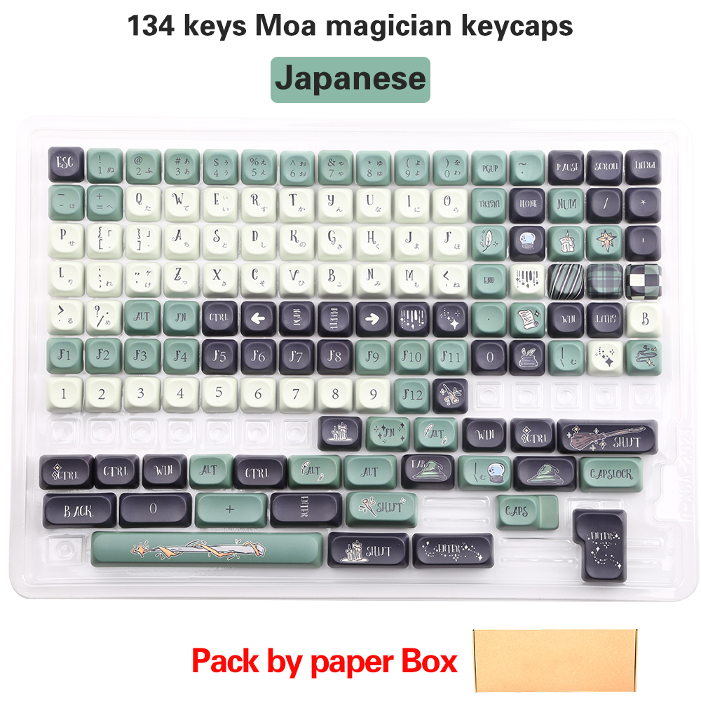 NEUE PBT-Tastenkappen, Magier-Themen-Tastenkappen, 5-seitige Sublimations-MOA-Tastenkappen für mechanische Tastaturen von Gateron Kirsche MX Schalter: Dunkelgrau