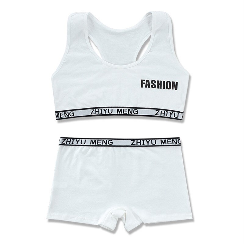 3 sæt/parti pigeundertøj camisole bomuld hipster 8-14y børn pige & #39 ;s træning sommer sport bh sæt