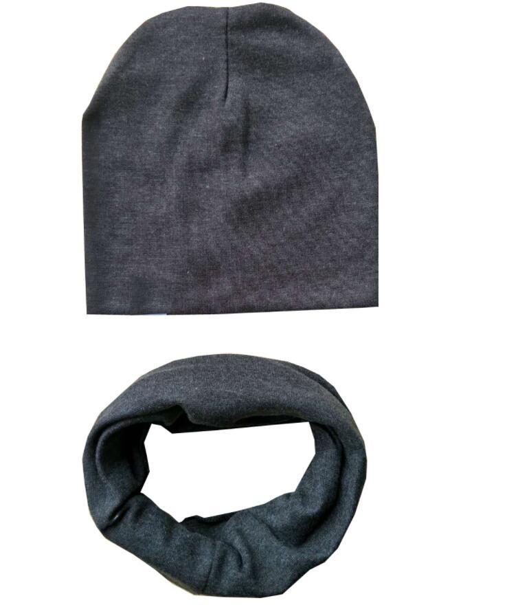 MAYA STEPAN 1 Set Winter Autumn Baby Hat Girl Boy Cap Cotton Scarf Beanie Infant knitted toddlers Children Crochet Snood Cloth: Black