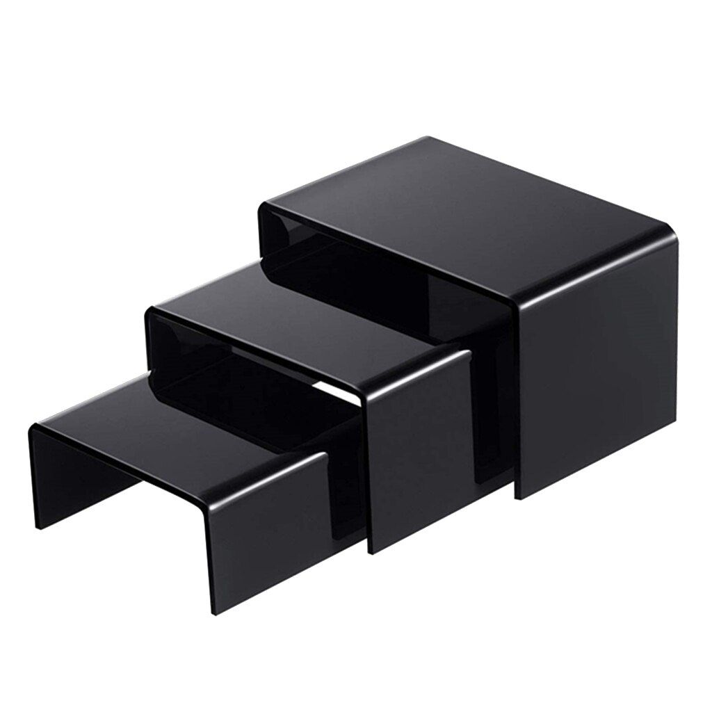 3PCS Black Acrylic Display Stand Shelf Holder Tabletop Counter Display Jewelry Showcase Stand Shelves