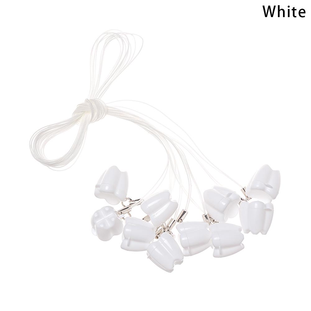 10Pcs Tooth Shape Milk Teeth Box Children's Souvenir Save Baby Tooth Box Kids Tooth Collection Mini Storage Boxes Container: White