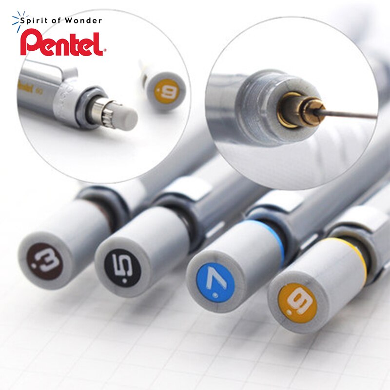 Pentel PG515 PG513 PG517 PG519 Metallic Scrub Drawing Mechanical Pencil 0.3//0.5/0.7/0.9mm Office &amp; School Supplies