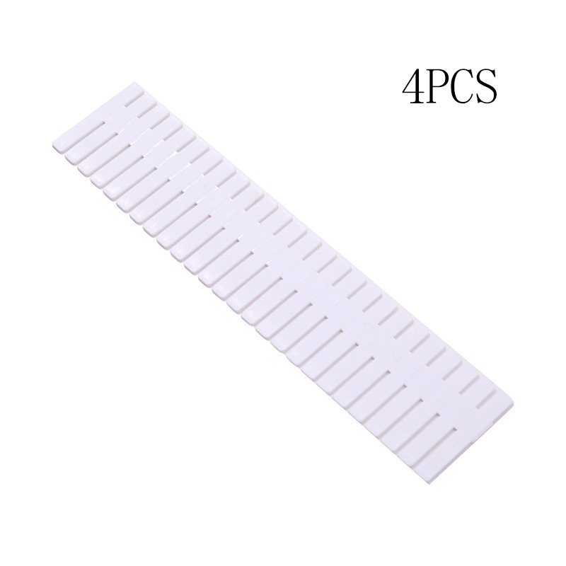 4PCS adjustable plastic drawer partition DIY storage rack household free combination partition board space saving partition tool: White 47x7cm