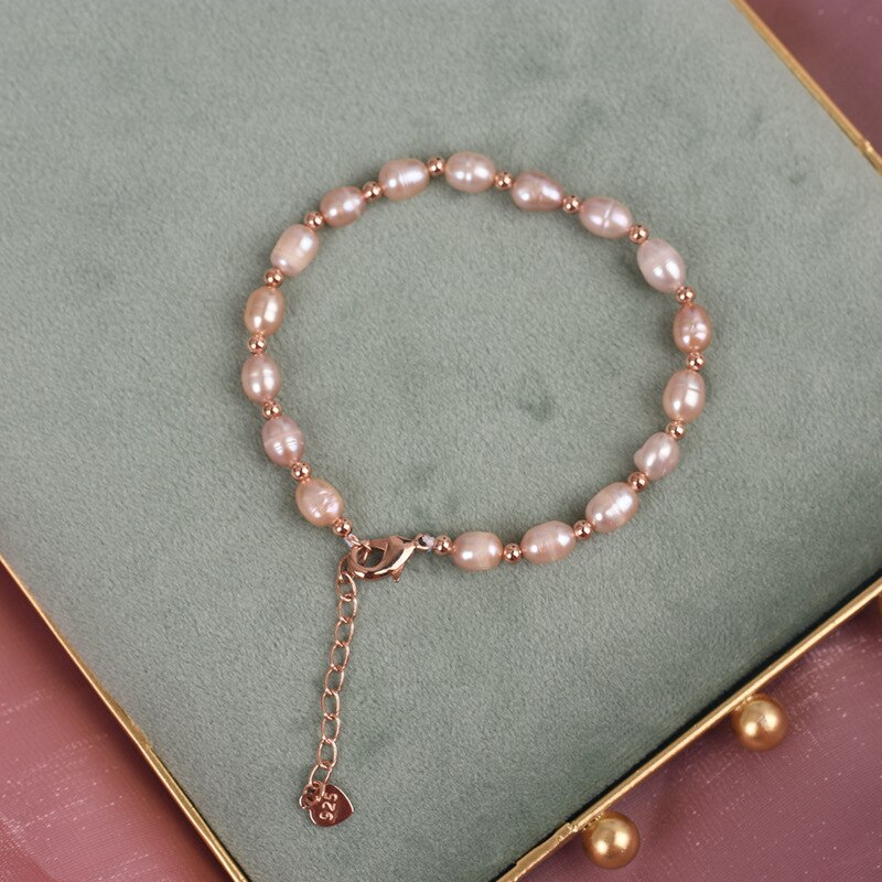 Einfache Natürliche Süßwasser Perle Armbänder für Frauen Armreifen Vertraglich Schmuck: Violett