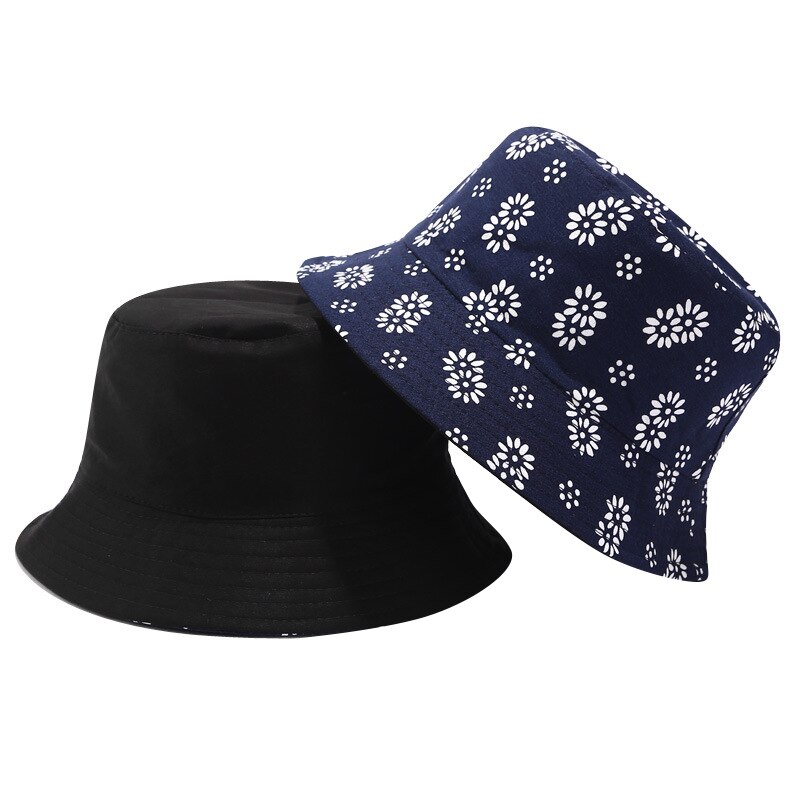 Two Sided Reversible Daisy Bucket Hat for Men Women Fisherman Hat Panama Bob Hat