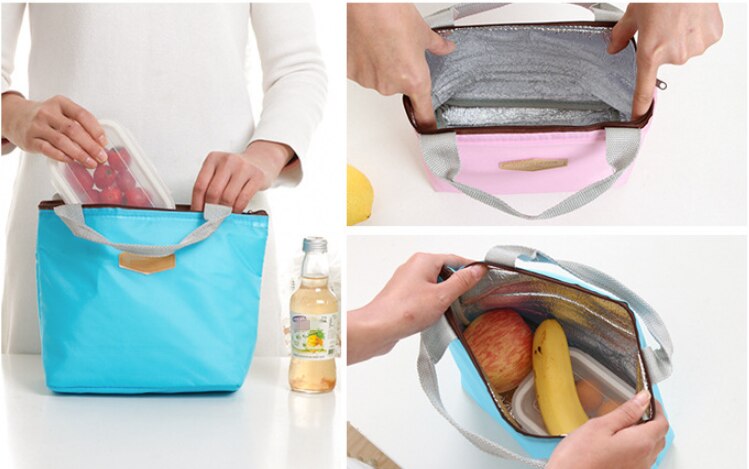 1PC Neue Frische Isolierung Kalten Ballen Thermische Oxford Mittagessen Tasche Wasserdichte Bequem Freizeit Tasche Nette Tote: Himmel-Blau