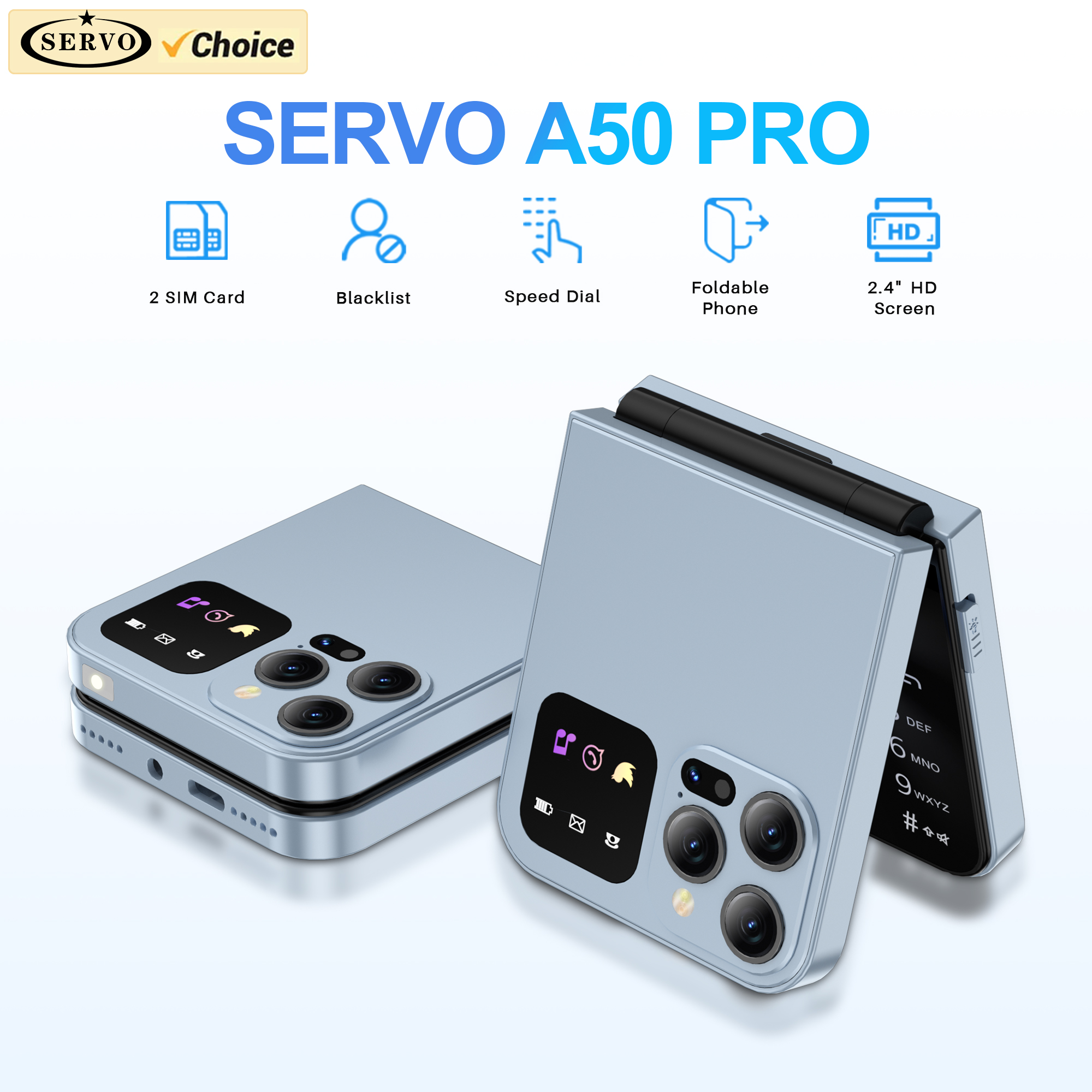 SERVO-teléfono móvil con tapa de Color clásico, grabación automática de llamadas, Radio FM, marcación de velocidad, voz mágica, GSM, SIM Dual, teléfonos móviles plegables desbloqueados