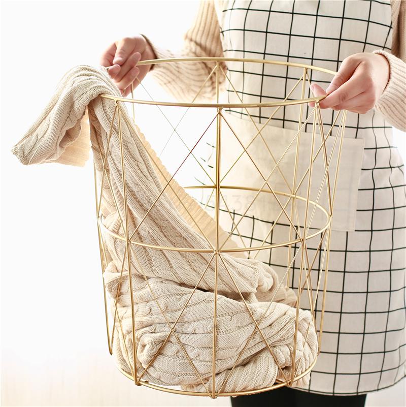 600 Nordic style wrought iron baskets ins storage basket dirty clothes storage bucket storage storage basket with cover home