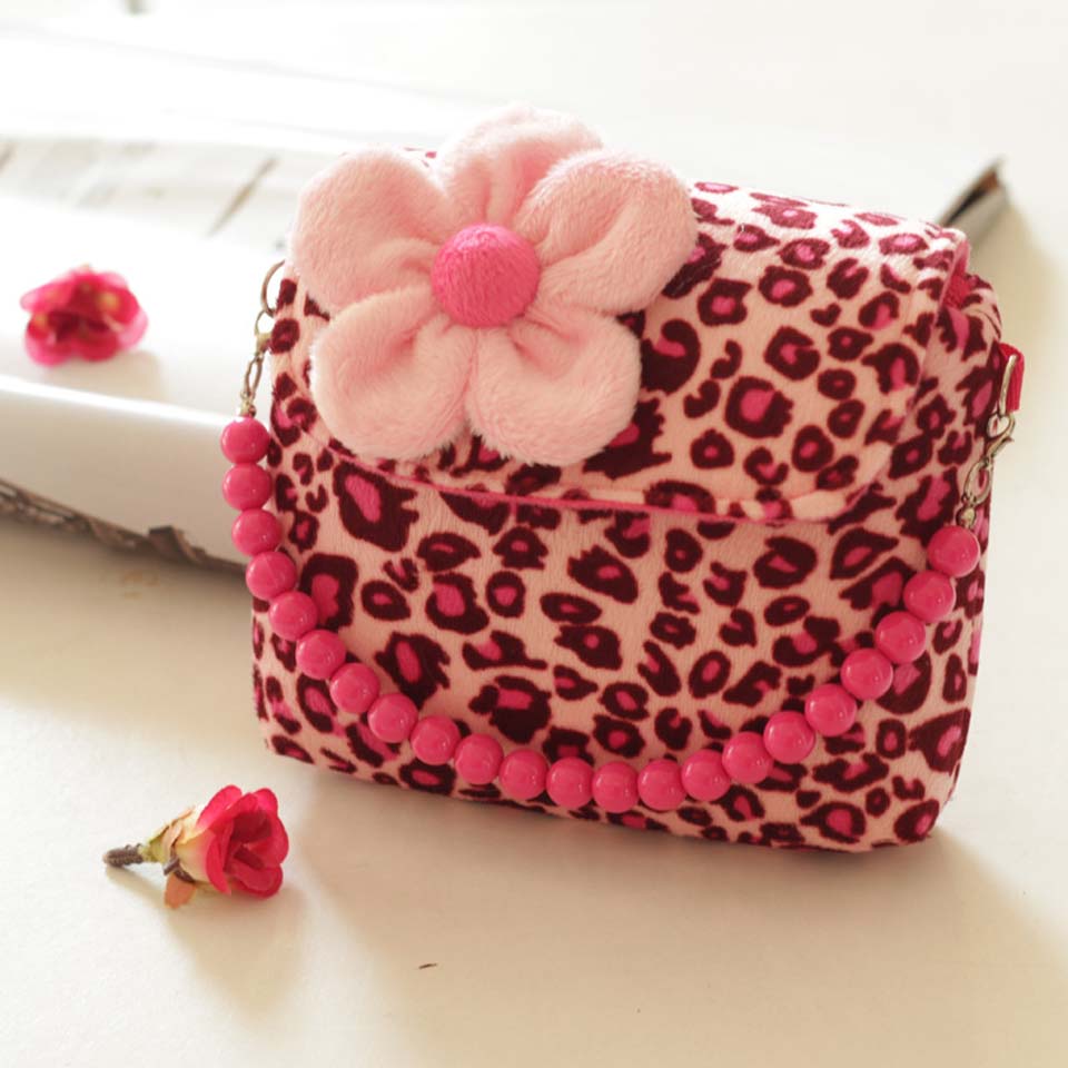 Brand Lovely Baby Girls Kids 3D Flower Mini Zipper Shoulder Messenger Purse Bag Leopard Candy Color Coin Purses: leopord