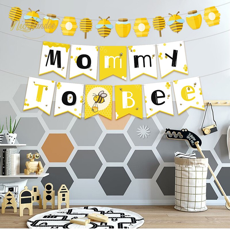 Nicrolandee mommy to bee papieren banner slinger voor hommels geslachtsonthullingsfeestje hommels thema bijenfeest babyshower decoratie
