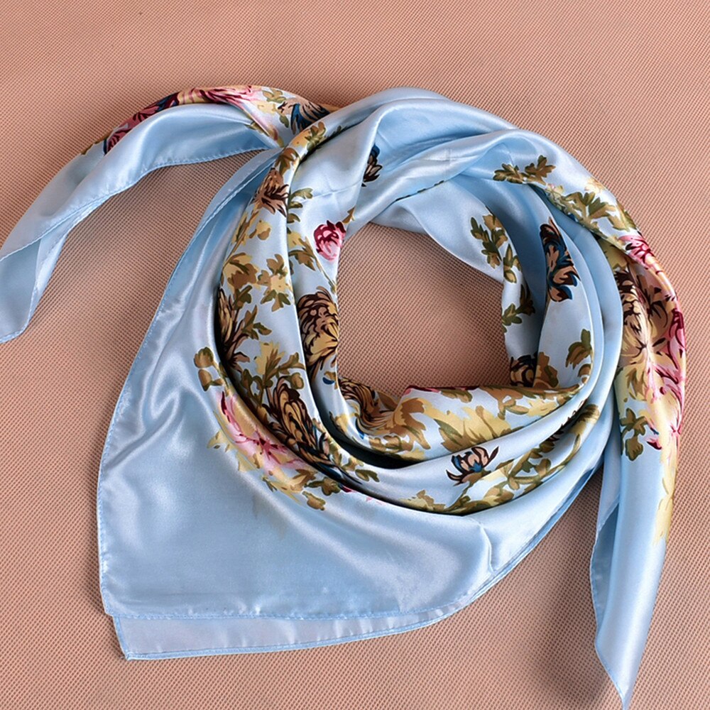 Printed Neckerchief Scarf For Women Silk Satin Headband Hair Scarves Female Shawls Head Scarfs For Ladies Hijab