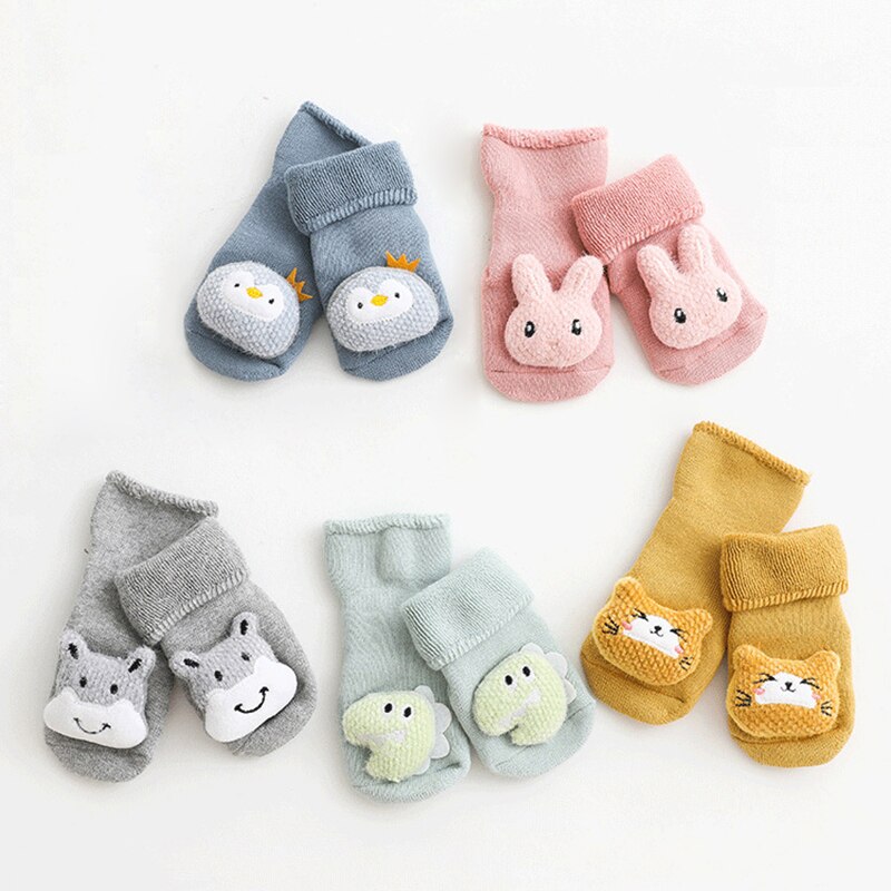 Calcetines de dibujos animados para bebé, niño y niña, oso de conejo, antideslizantes, suaves y cálidos, para invierno y otoño, para interiores, de 1 a 3 años
