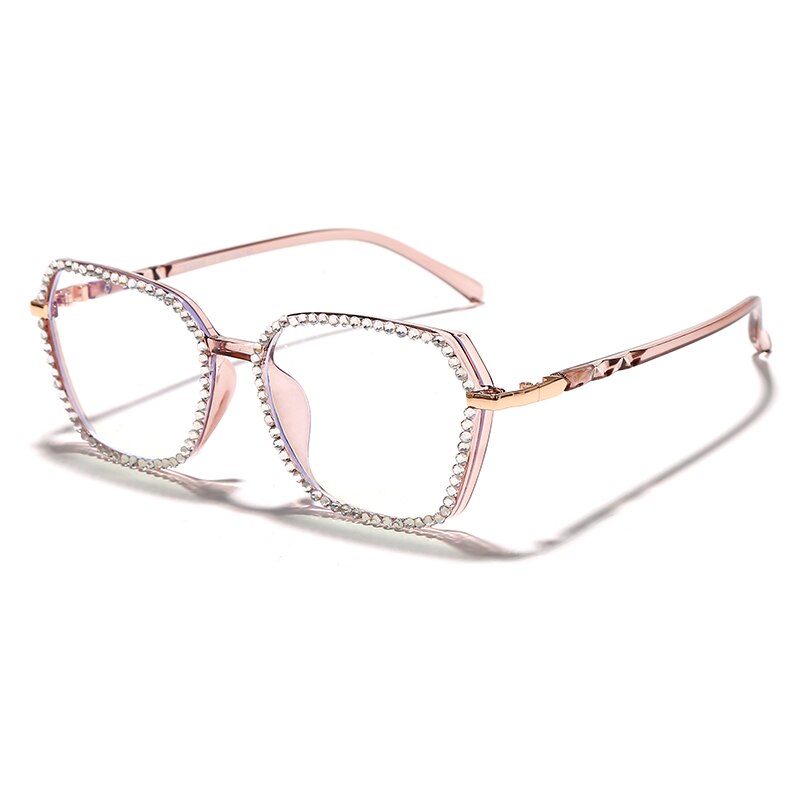 Diamond Eyeglasses Eye Protection Bluelight Glasses Women Luxury Rhinestone Eyeglass Optical Reading Glasses Clear Sunglasses: 5