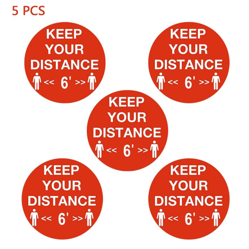 1/5/10pcs Public Area Social Distancing Floor Stickers Indoor Ground Sticker Safety Floor Sign Decal Sticker For Crowd Control: 5pcs E