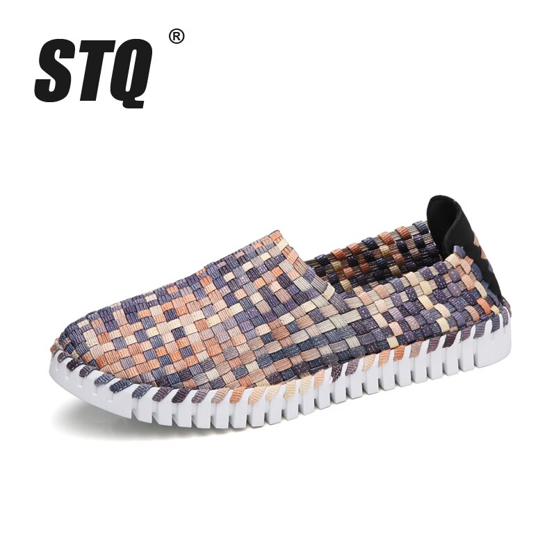 Stq Herfst Vrouwen Flats Schoenen Vrouwen Geweven Platte Sneakers Schoenen Dames Multi Kleuren Slip Op Loafers Sneakers 6119