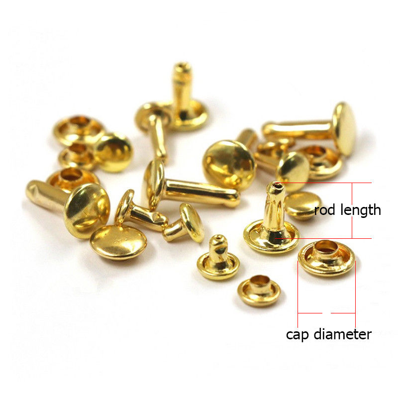 Trimming Shop, Rivetti a Doppio Cappuccio, Borchie tubolari Metalliche per Riparare e sostituire Indumenti, Cucito, Lavorazione della Pelle, 15 mm x 13 ,5 mm, Bronzo, 100 Set
