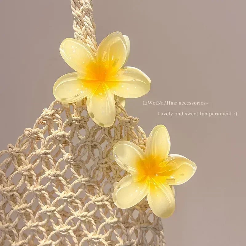 3 pçs novo 4/8cm gradiente flor acessórios para o cabelo conjunto estilo praia grampos de cabelo flor garra clipes verão flor grampos de cabelo estilo havaiano