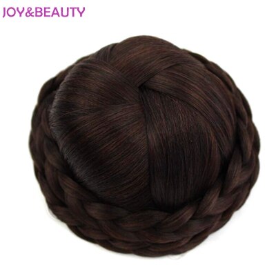 Joy&beauty hår flettet klip i hår knold chignon hårstykke donut roller bolle hårstykke håndstrikket fletning syntetisk chignon: P4/27
