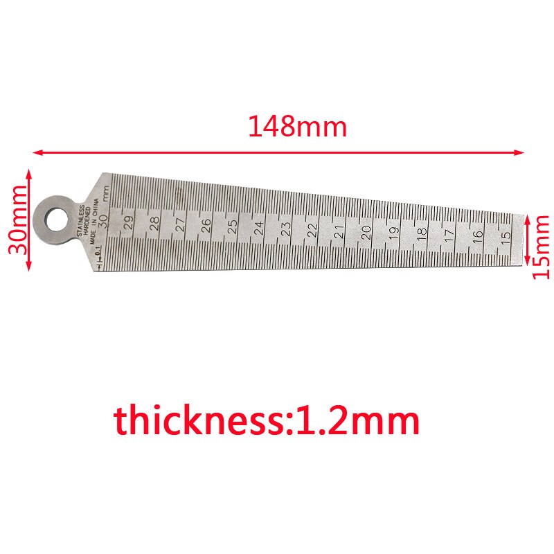 15-30mm Wedge Feeler Gauges Gap Ruler Aperture Ruler Taper Ruler Stainless Steel Inner Diameter Ruler Outlet Measuring Tools