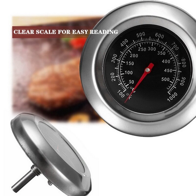 Termómetro bimetálico de acero inoxidable para ahumar barbacoa, herramienta de cocina de 500 grados, medidor de temperatura