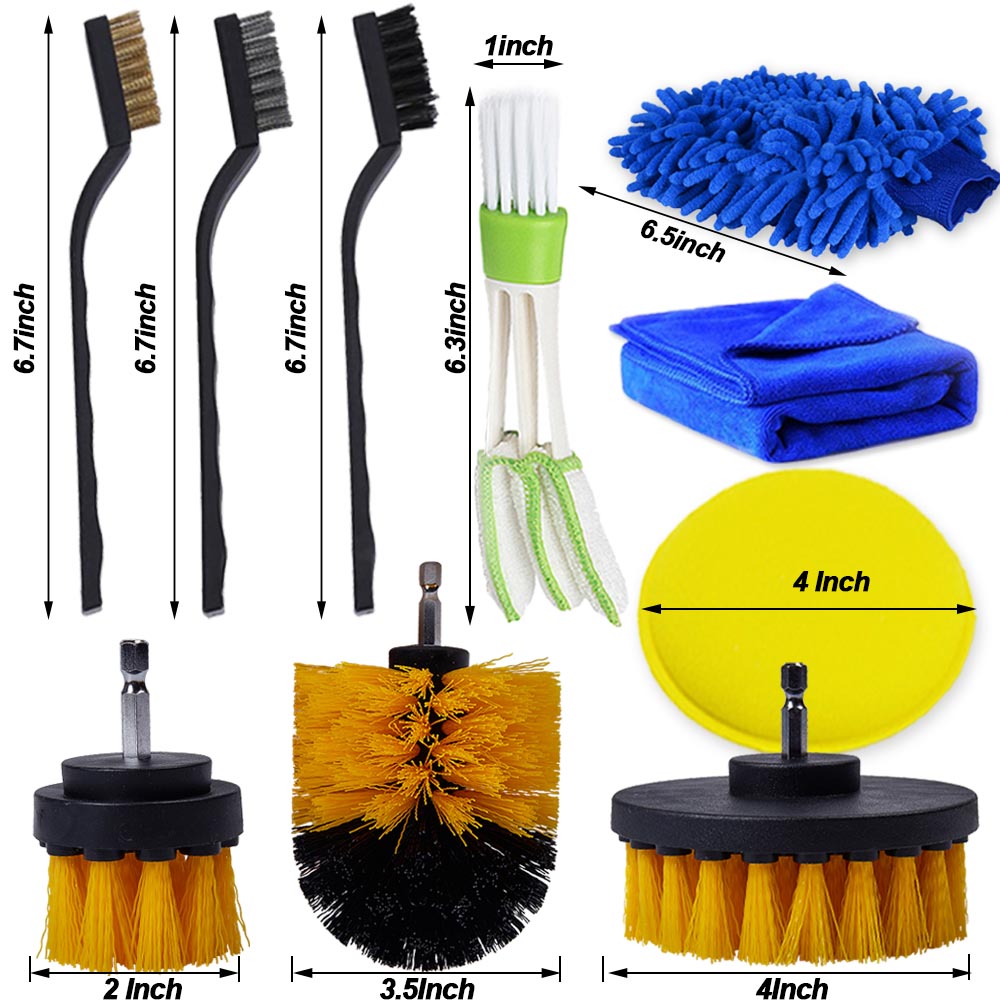 Juego de cepillos de limpieza para coche, herramientas de limpieza de polvo y suciedad, depurador eléctrico, taladro, cepillo para rejillas de aire de cuero