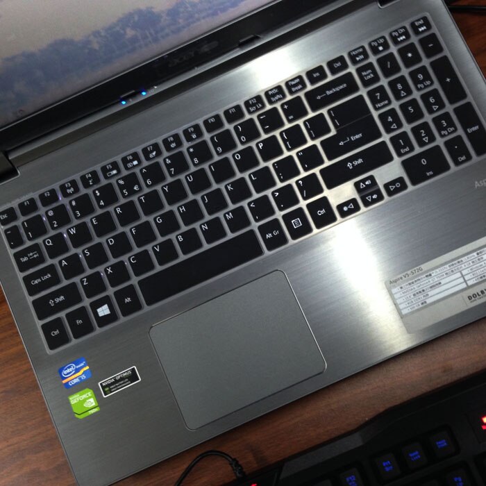 Funda de silicona para Acer Aspire V5-572G, V5-572, V5-573G, V15, V5, 572G, Vn7-591G, V5-571Pg, 15 pulgadas, para portátil y teclado: black