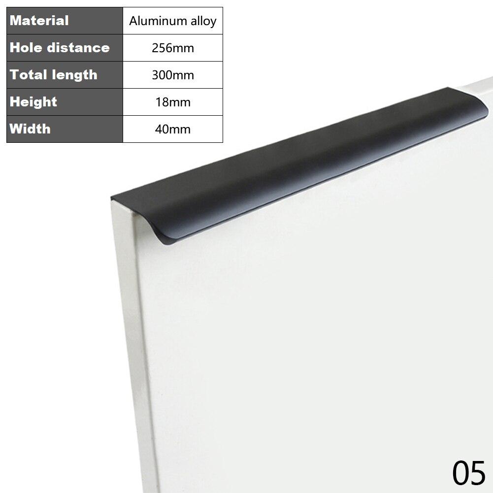 Goud Zwart Verborgen Kast Trekt Aluminium Keukenkastje Schuifladegrepen Knoppen Handvat Slaapkamer Hardware 8-40Cm: Black-30cm