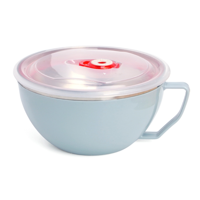 1 Pc Stainless Steel Noodle Bowl With Handle Food Container Rice Bowl Soup Bowls for Adult Kids Kitchen Tool: Blue