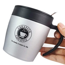 Taza de café ecológica de acero inoxidable de 330ml, taza con cuchara, taza que se agita sola, taza de café de viaje con aislamiento al vacío para oficina