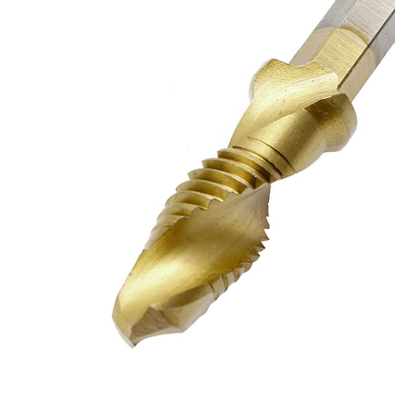 M3-M10 Hex Shank Titanium Plated HSS Hand Screw Thread Metric Tap Drill Bits