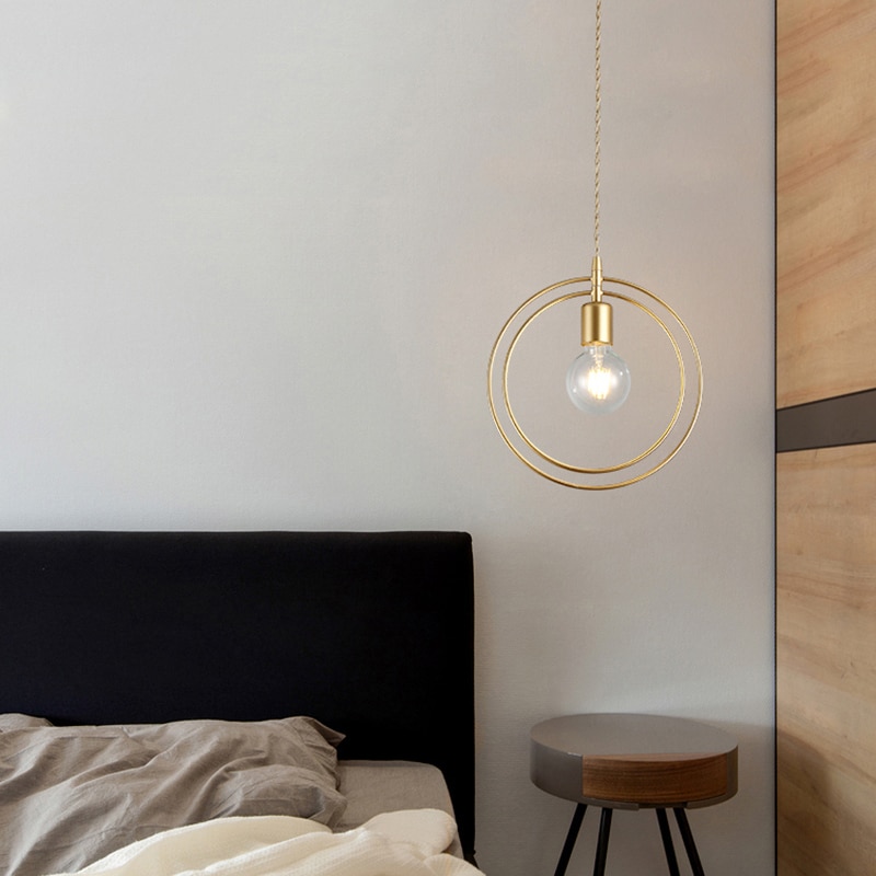 Led jern hengelamper gylne  e27 hengende lampe soverom stue dekorasjon pendel lamper innendørs belysning kjøkkenarmaturer