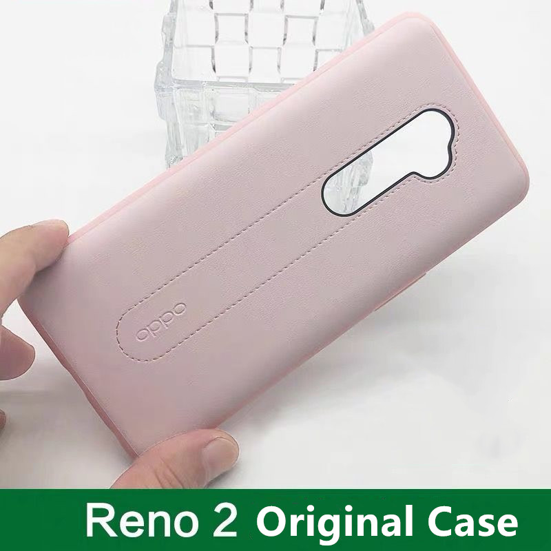 Originele hoes voor OPPO Reno 2, officieel slank zacht leer + TPU-achterkant, schokbestendige rubberen huidcoverbeschermer, zonder doos